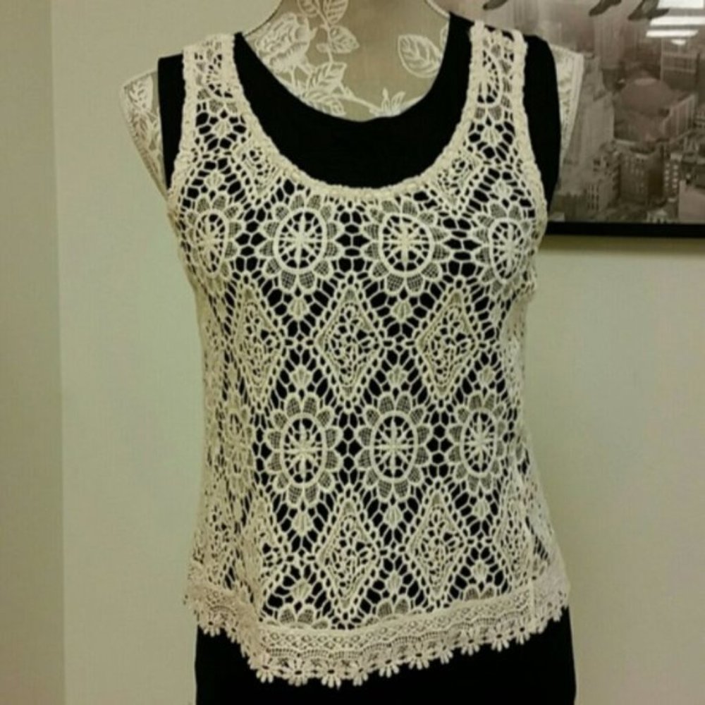 Lace Off-White Crochet Tank